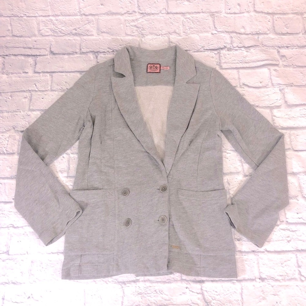 Juicy Couture Soft Gray blazer Jacket coat Button up Size Medium